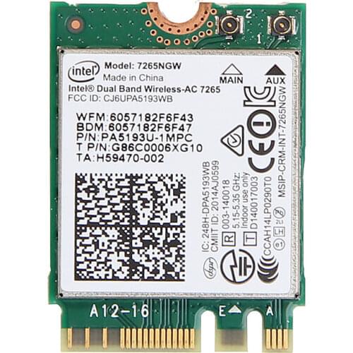 Wireless Adapter Card for Intel 7265NGW ac Dual band 7265 867Mbps 802.11ac WiFi + Bluetooth BT 4.0 NGFF M.2 for dell asus acer
