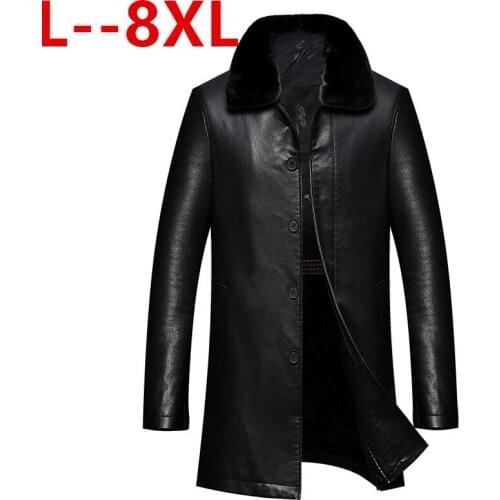 Big 8XL 6XL 5XL 4XL Hot Sale Brand Winter Thick Leather Garment Casual flocking Leather Jacket Mens Clothing Leather Jacket Men