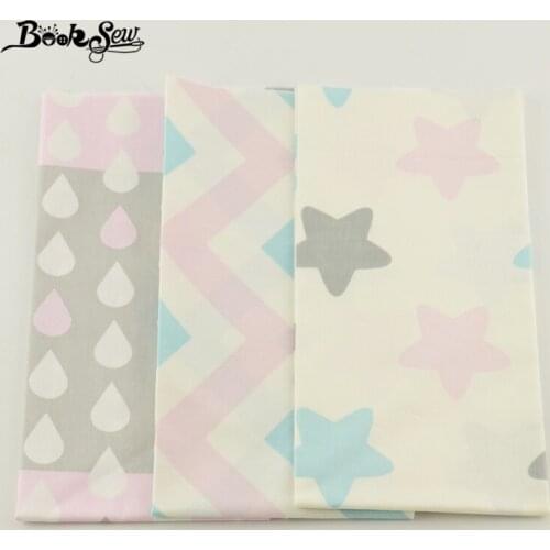 Booksew 3pcs/lot 100% Cotton Light Pink and White Color Sets Fabric 40cmx50cm Jelly Roll Bedding Quilting Home Textile Curtains