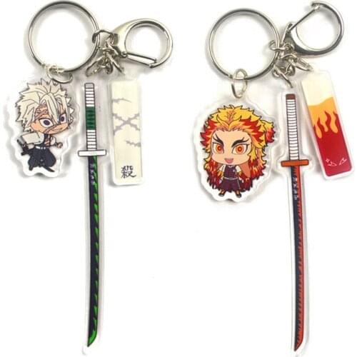 New Style Anime Demon Slayer Kimetsu No Yaiba Keychain Kamado Tanjirou Kamado-Nezuko Tomioka Giyuu Acrylic Key Chain