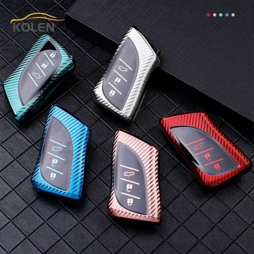 Carbon Fiber TPU Car Smart Key Case Cover Shell Fob For Lexus NX UX LC IS LX RX UX200 UX250H ES200 ES300H LS500 LC500H Protector