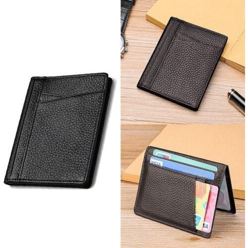 1pc Business Super Slim Soft Wallet Cowhide Leather Credit Wallet Card Card Holder Card Ultra-thin Men Wallet Mini Bus Purs P6D9