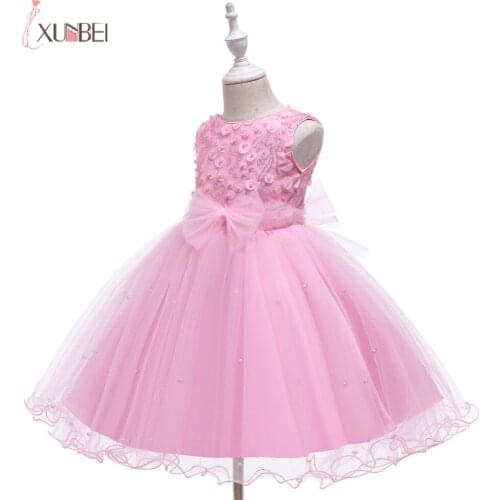 BABYONLINE Girl Dress 2-10Years Summer FolDress Pearls Appqulies Princess Ball Gown Wedding Party Cloths For vestido Платья