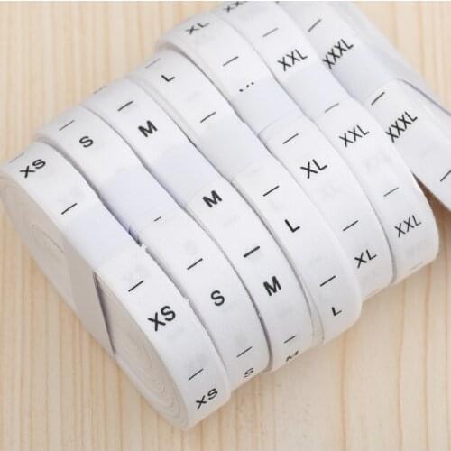 DIY 500pcs/lot natural 40S bleach White COTTON size label clothing print tags silk screen garment tags XS-XXXL