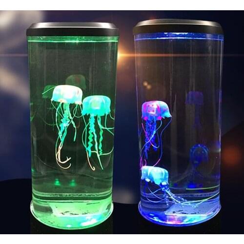 Electric Jellyfish Tank Table Lamp with Color Changing Light Gift for Kids Men Women Home Decor for Room Mood Light for Relax