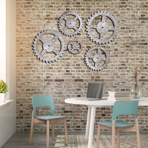 European Modern Vintage Steampunk Gear Industrial Style Wall Home Decoration Silver/Gold High Density Wood Board Home Decor