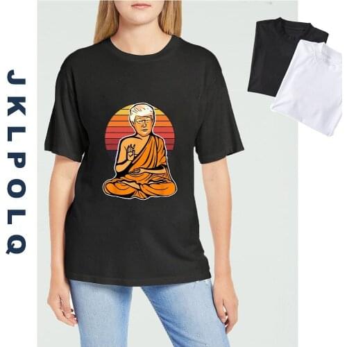 JKLPOLQ Unisex T-Shirt Enlightened Buddha of Trump Donald Trump Make Your Company Great Again Vintage Mens Tshirt 100%Cotton
