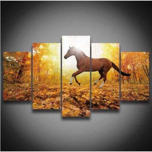 Unframed Canvas 5 Pieces/Set Printed Modern Style Cool Horse Animal Home Painting Wall Decoration Art Works For Bedroom