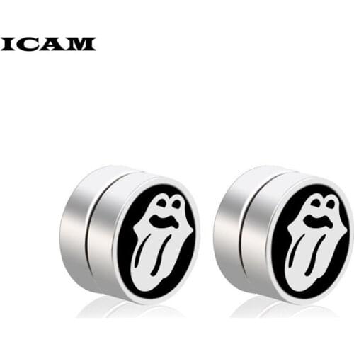 ICAM Punk Strong Magnet Magnetic Health Care Ear Clip Stainless Steel No Piercing Tongue Earrings Men Women Street Pop jewelry