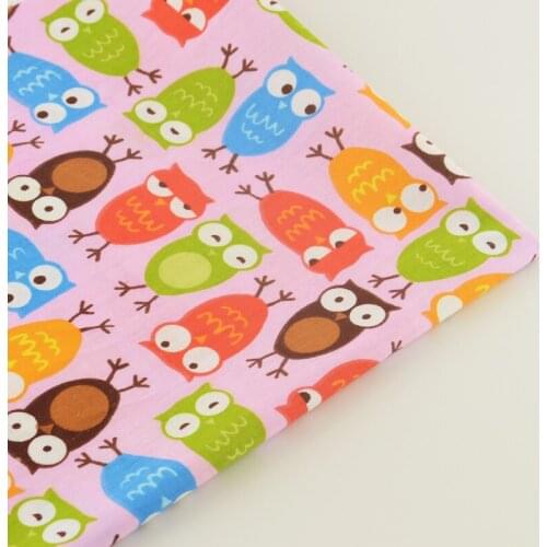 Colorful Owls Designs 100% Cotton Pink Fabric Twill Dolls Home Textile Quilting Patchwork Tissue CM Bedding Scrapbooking Telas