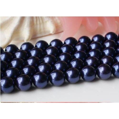 Favorite Pearl Loose Beads Fine Jewelry AAA 8MM Dark Blue Round Sea Shell Pearl Strand 40CM For Making Bracelet Necklace FN3676