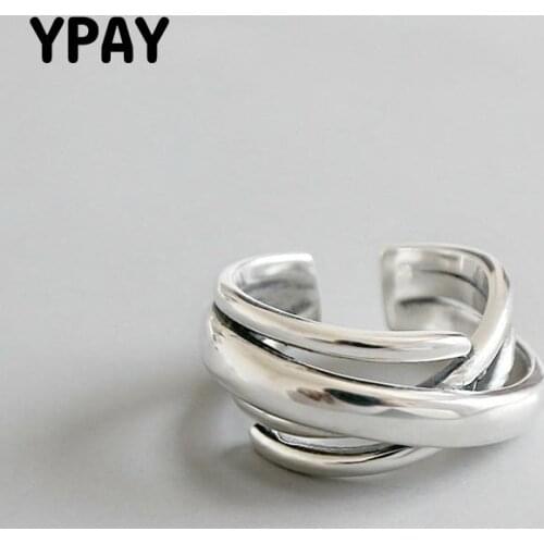 YPAY Multi-Layer Winding Irregular Engagement Ring Women 100% Real 925 Sterling Silver Rings Bague Femme Jewelry 2020 YMR505