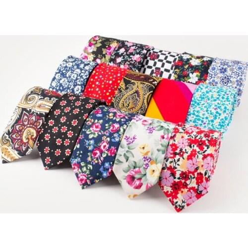 Fashion Cotton Mens Tie Floral Neck Ties For Men Tie Business Party Dresses Colourful Floral Ties Slim Cotton Cravate