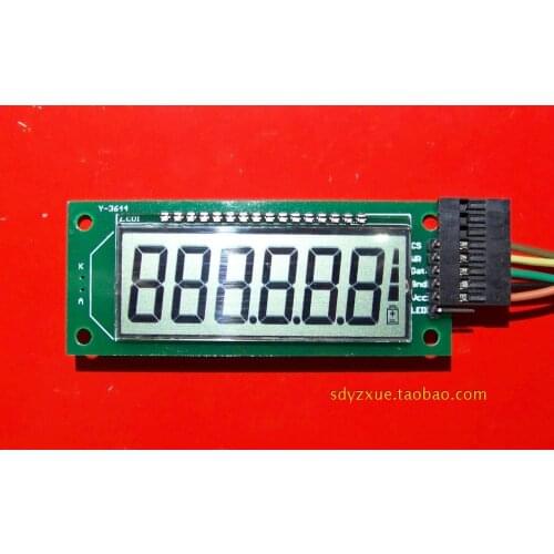 SCM Display Module 6-digit 8-character Segment Code LCD Screen Reflective Type with Decimal Battery Symbol
