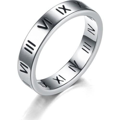 MOREDEAR 2018 new arrival 4mm 316 Titanium Stainless Steel Roman Numerals Ring Silver Color free shipping