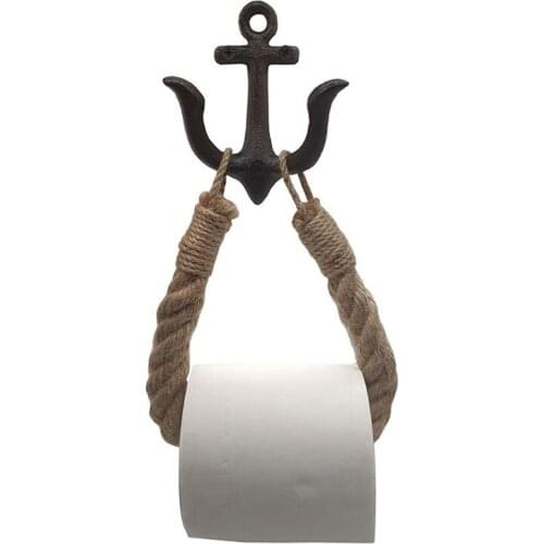 Wall mounted Paper roll holder reel rack hemp rope Towel Ring Toilet Bathroom