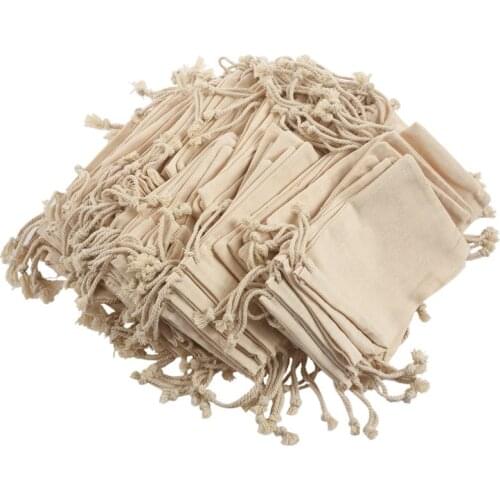 100pcs 100% Cotton Drawstring Bags Packaging Bag Wedding Christmas Use Sachet Storage Charms Jewelry Party Gifts Bag 10x15 cm