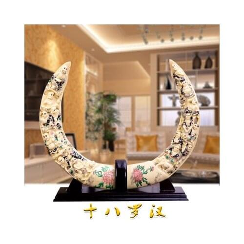 Resin Arts Creative Home Furnishing accessories Chinese living room shelf Ivory ornaments crafts wine TV Cabinet Office
