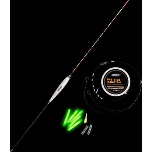 Goture 1PC Vertical Buoy Fishing Floats with Tube + 1PC Float Rig + 5PCS Glow Light Stick For Carp Fishing Float Fishing Tackle