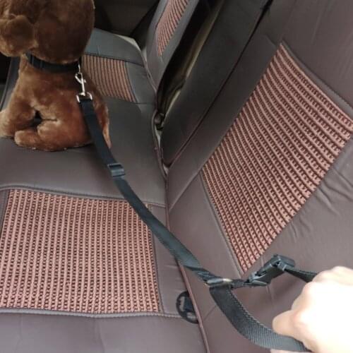 Black Dog Cat Safety Seat Belt Strap Car Headrest Restraint Adjustable Nylon Fabric Dog Restraints Vehicle Seatbelts Harness Hot