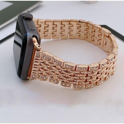 Women Watchband For Apple Watch Series 6 SE 5 4 3 Wrist Strap Diamond jewelry Bracelet Metal Steel Watch Band 38/40mm 42mm 44mm