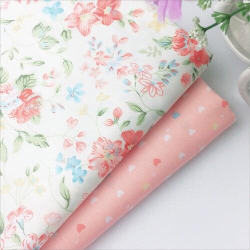 Pink Floral Heart Diy cotton fabric for dress baby bedding textile cloth sewing patchwork quilting syunss tissue meter tecido