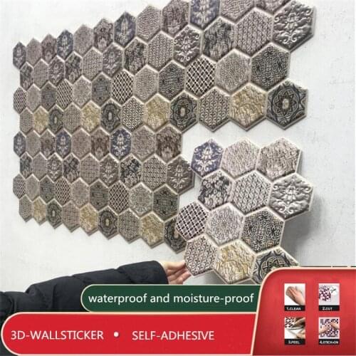 National Style Retro Kitchen Thick Background Wallpaper Self Adhesive Waterproof Contact Paper Bathroom Charm 3D Wall Stickers