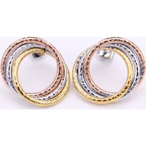 Three floors 3 colors Twisted wire Stainless steel earrings Birthday party gifts Fashionable temperament LH869