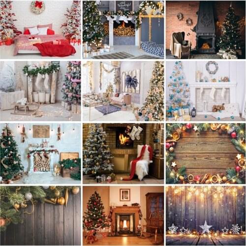 SHENGYONGBAO Christmas Photography Backgrounds Fireplace Christmas Tree Gift Baby Newborn Photo Backdrop Photocall 210318XLT-02