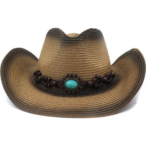Sun hat for women summer hats New fashion travel seaside beach sunscreen sun hat New spray paint cowboy straw hat HZ45