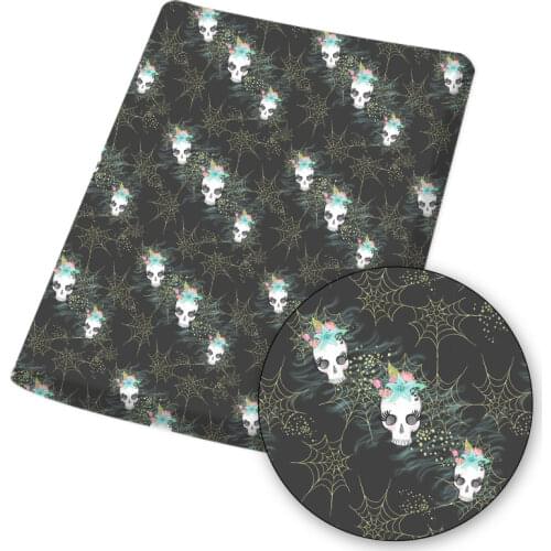 45*145cm Black Halloween Skull Polyester Cotton Fabric for Tissue Sewing Quilting Fabrics Needlework DIY Handmade