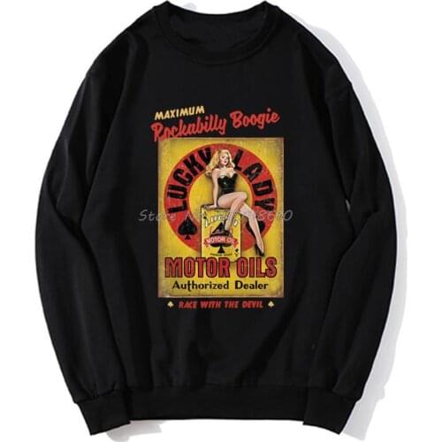 Punk Hoodie Rockabilly Boogie hoodies Men Woman Retro 80s Rock Roll Funky Streetwear Pin Up Girl Sexy Spring Autumn Sweater