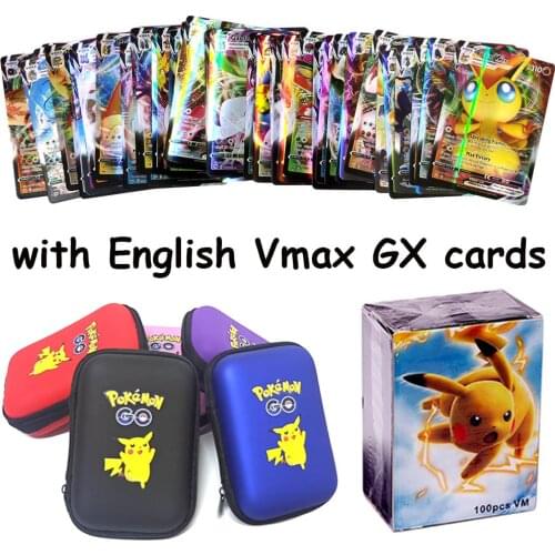 English Version Vmax GX With 50 Capacity Pokemon Cards Holder Album Notebook Hard Case Card Holder for Pokemon GO Pikachu Board
