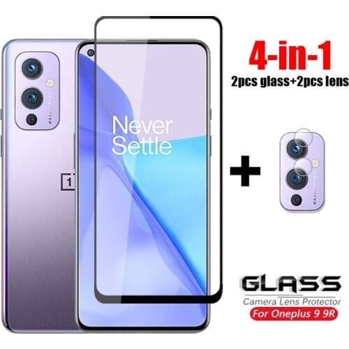 4-in-1 For Glass Oneplus 9 Full Cover Tempered Glass One Plus 9 9R HD Camera Lens Film Phone Screen Protector For Oneplus 9 5G
