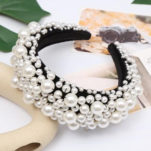 A57 Fancy Wedding Hairbands Full Pearl Tiaras Handmade Bridal Crown Gorgeous European and American Headband Women Headhoop