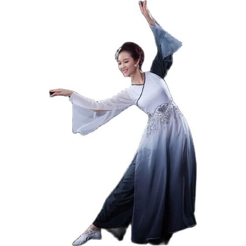 Free Shipping Womens Long Sleeve Chiffon Classical Dance Costume 6 colors Modern Dance Classic Dress size from S to XXL CD2012
