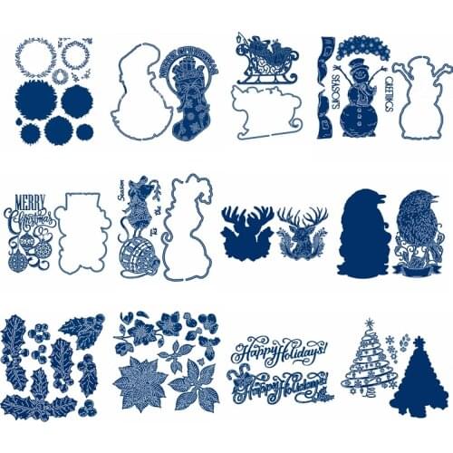 Animals Holiday Winter Flower Xmas Pattern Metal Cutting Dies Stencil Scrapbooking Embossing For Paper Card DIY Crafts Supplies