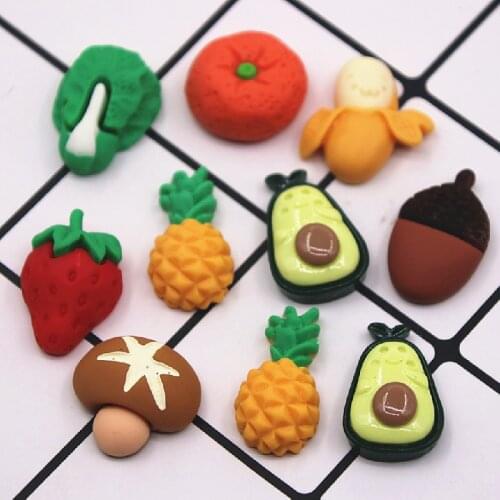 10PCS Cute Mixed avocado/pineapple/mushroom/strawberry Flat Back Scrapbooking DIY Jewelry Craft