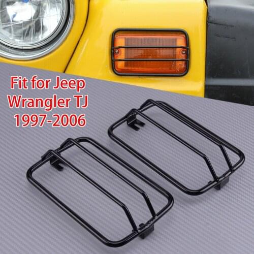 2pcs Front Bumper Side Marker Wheel Eyebrow Turn Signal Light Cover Guard Fit for Jeep Wrangler TJ 1997 1998 1999 2000-2005 2006