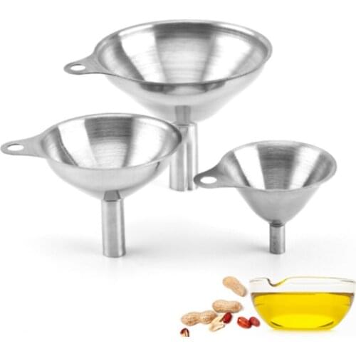 3Pcs/Set Stainless Steel Funnel Portable Cone Funnel Pour Oil Wine Liquid Hopper Multi-Use Kitchen Funnel For Liquid Oils