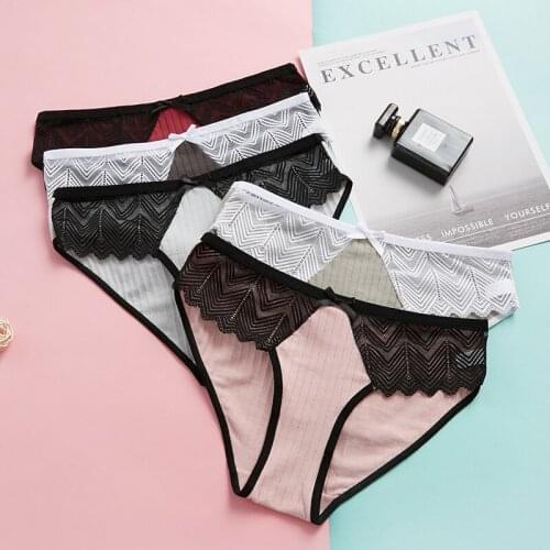 3PCS New Cotton Panties Women Comfortable Underwears Sexy Low-Rise Underpants Female Womens Panties Underwear Skin-friendly