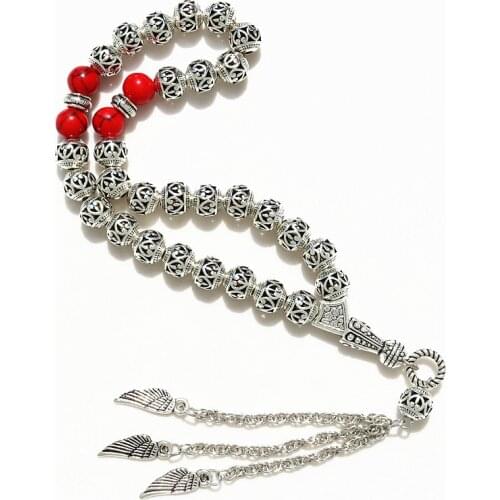 8mm Hollow carved alloy beads with Wings charm Shape 33 Prayer Beads Islamic Muslim Tasbih Allah Mohammed Rosary for women men