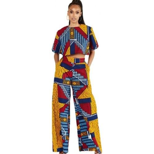 Africa Clothing Two Piece Set Women Tops Pants Outfits 2021 New Indie Folk Style Fashion Dashiki Print African Clothes For Women