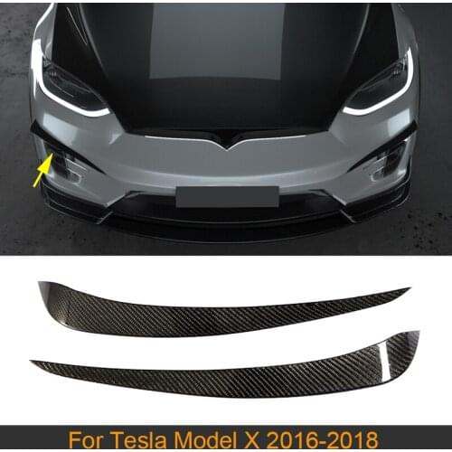 Carbon Fiber Car Front Bumper Air Vent Fins Blades for Tesla Model X 2016 2017 2018 Front Bunper Carnards Fins Blades One Pair