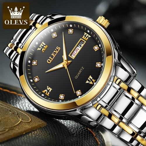 OLEVS Business Mens Watches Famous Brand Luxury Big Dial Male Watch Waterproof Luminous Quartz Gold Watch Men montre homme