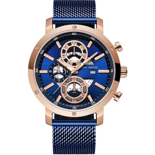 MINIFOCUS Mens Luxury Mesh Strap Business Quartz Watches Top Brand Military Sport Wristwatch Man Relogio Masculino Clock 0190