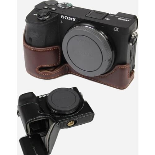 Genuine Leather Case Camera bag For SONY A6600 ILCE-6600 protective cover shell With Battery Opening portable pouch