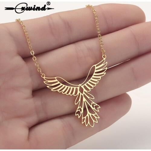 Cxwind New Phoenix Bird Necklaces for Women Men Charm Geometric Animal Chain Necklace Pendant Stainless Steel Choker Jewelry