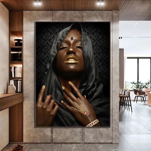 Devout Indian Woman Canvas Painting Black Women Posters and Prints Modern Wall Paintings for Living Room Decoration Art Pictures