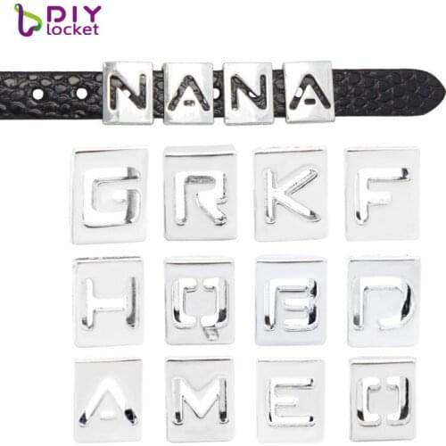 Diylocket 20PCS 8MM Hollow Slide Letters A-Z Can Choose Each Letters Fit DIY Wristband & Bracelet LSSL010*20